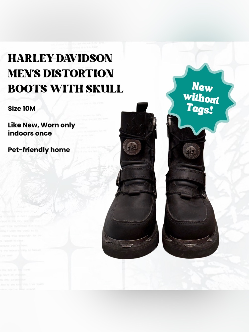 Harley-Davidson Men’s Distortion Boots with Skull Emblem (10 M)